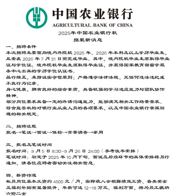 农行2025校招何时启动?招哪些岗位?-图2 农行2025校招何时启动?招哪些岗位?-图2
